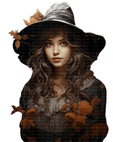 frau, woman, femme, vintage, witch, herbst, autumn - 免费PNG