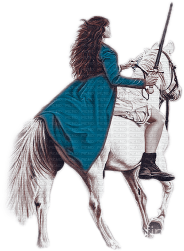 soave woman fantasy horse warrior blue brown - PNG gratuit