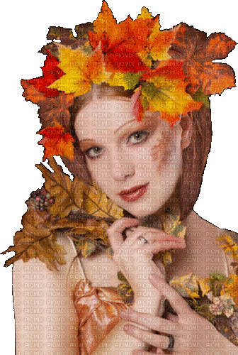 femme automne - GIF animé gratuit