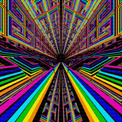 multicolore art image rose bleu jaune noir black effet kaléidoscope kaleidoscope multicolored color encre edited by me - GIF animé gratuit