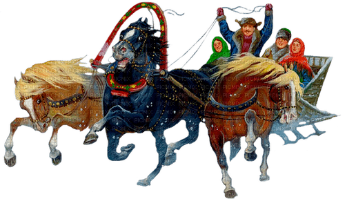 Зимняя  тройка лошадей - Free PNG