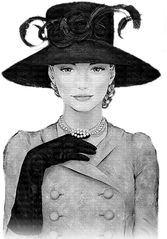 soave woman fashion vintage hat pearl black white - png ฟรี