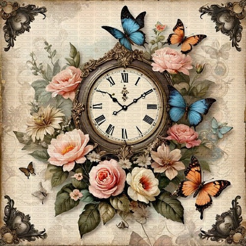 springtimes background vintage clock - ücretsiz png