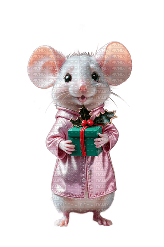 Cute Mouse with Christmas Gift - png gratis