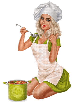 woman chef cooking green - kostenlos png