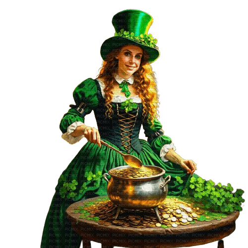 loly33  st patrick femme - Free PNG