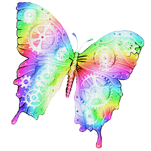 Steampunk.Butterfly.Rainbow - By KittyKatLuv65 - Zdarma animovaný GIF