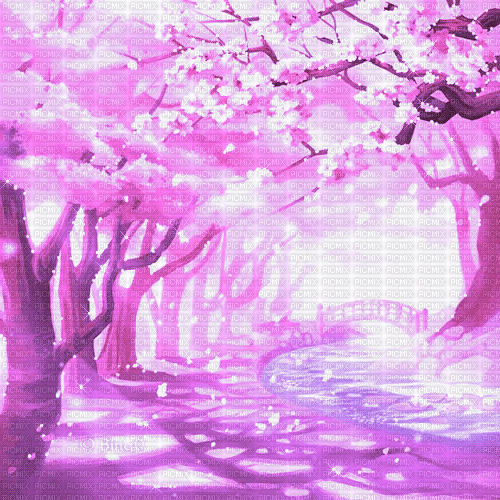 Y.A.M._Japan Spring landscape background purple - Бесплатни анимирани ГИФ