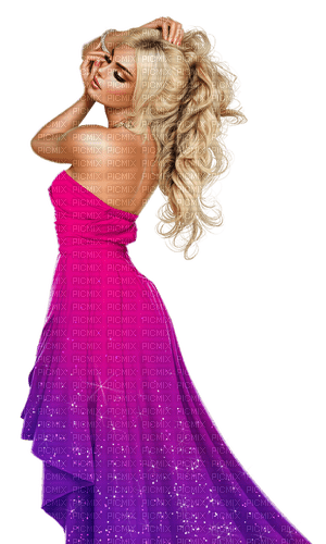 woman blue pink dress fashion chic - безплатен png