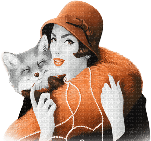 soave woman vintage autumn winter animals - zdarma png