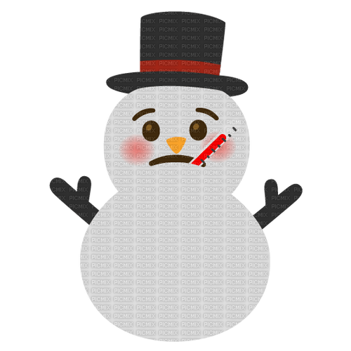Sick snowman with thermometer Emoji Kitchen - Free PNG