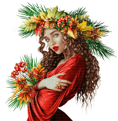 Y.A.M._Autumn Fantasy woman girl - Free PNG
