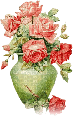 soave deco vase vintage flowers rose - 免费PNG