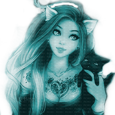Y.A.M._Anime cat girl  blue - png gratis