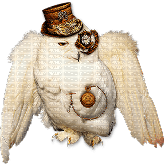 soave deco steampunk owl brown white - PNG gratuit