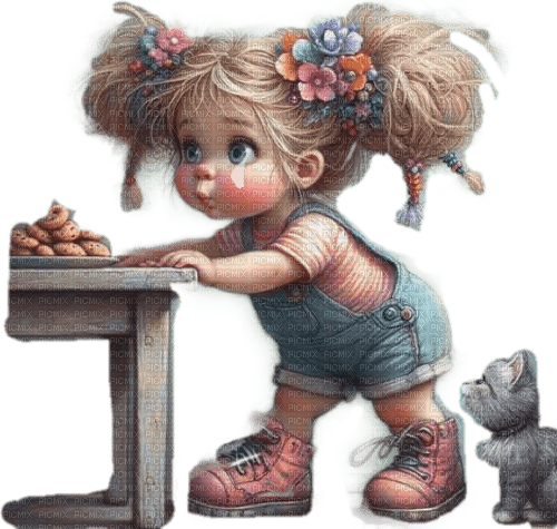 A girl with cookies for breakfasts - kostenlos png