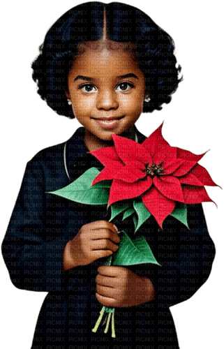 Girl with poinsettia - png gratuito
