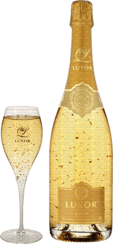Champagne.Bottle.Glass.Gold - Free PNG