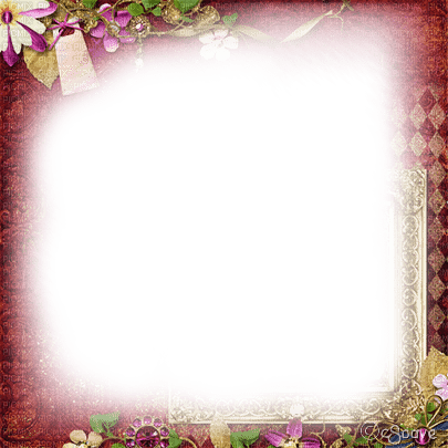 soave frame vintage flowers pink green purple gold - 無料png