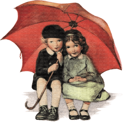 children under an umbrella - gratis png