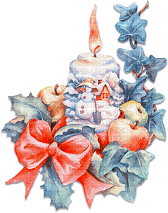 soave deco christmas vintage winter candle branch - PNG gratuit