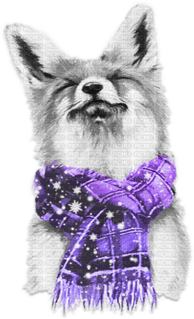 soave animals winter scarf deco fox black white - 免费PNG
