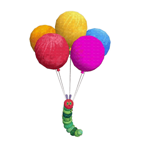 Caterpillar hangs on the balloon - zadarmo png
