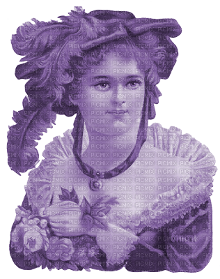 Y.A.M._Vintage Lady woman hat purple - PNG gratuit