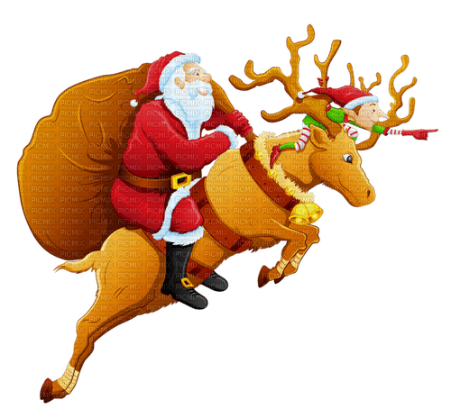 Santa Claus on reindeer - nemokama png