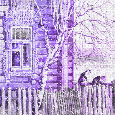 soave background animated winter vintage house cat - Nemokamas animacinis gif