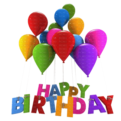 text happy birthday anniversaire geburtstag  colored  tube deco balloon ballons - darmowe png
