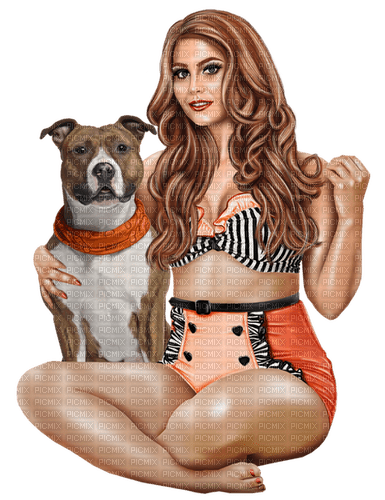 Woman, Summer, bikini, dog. Leila - 無料png