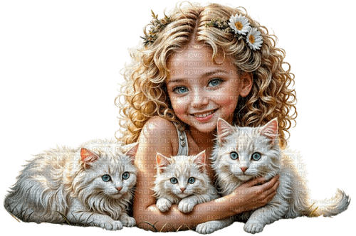 loly33 enfant chat printemps - gratis png