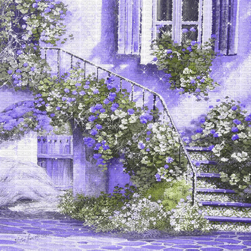 dolceluna animated spring garden house summer - Безплатен анимиран GIF