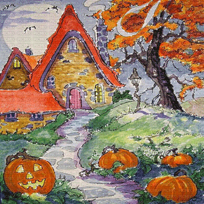 soave background animated vintage halloween house - Бесплатни анимирани ГИФ