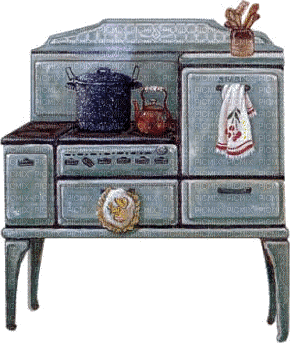 Vintage Cook Stove Blue - Бесплатни анимирани ГИФ
