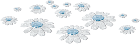 soave deco flowers scrap floor daisy white blue - 無料png