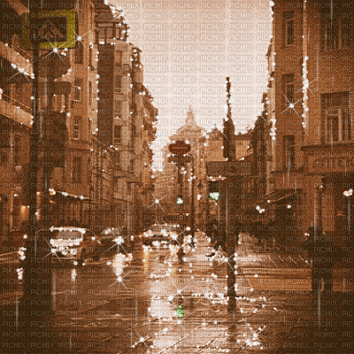 rain animated autumn background kikkapink city - Free animated GIF
