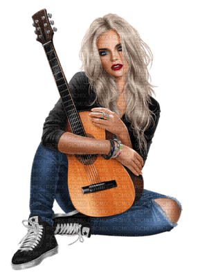 woman with guitar bp - ingyenes png