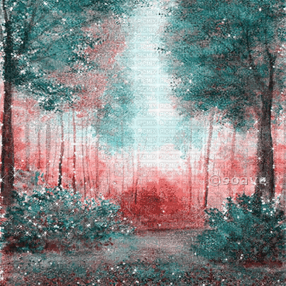 soave background animated painting forest - Ilmainen animoitu GIF