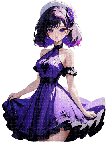 manga girl purple - PNG gratuit