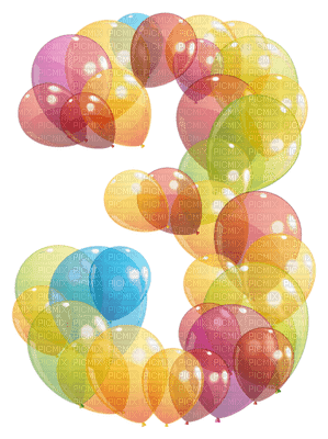 Kaz_Creations Numbers Number 3 Balloons - бесплатно png