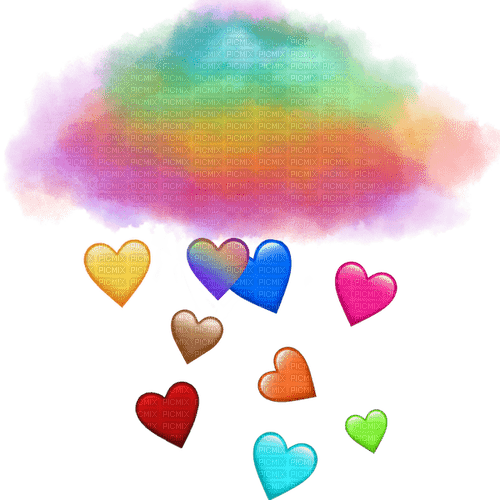Nuage coeur coloré cloud heart colored - nemokama png