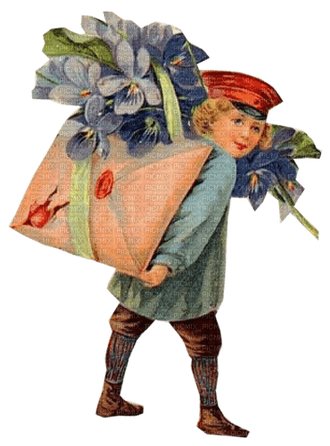 Boy, Junge, Postbote, Veilchen, Brief, Vintage - zdarma png