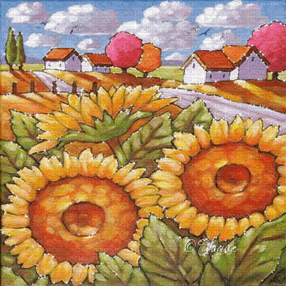soave background animated field sunflowers flowers - 免费动画 GIF