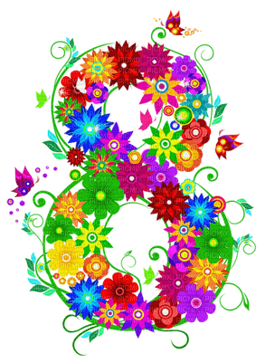 womens day floral eight of march - gratis png