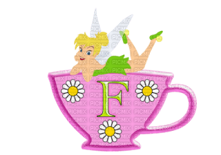 Kaz_Creations Alphabets Tinkerbell On Cup Letter F - ücretsiz png