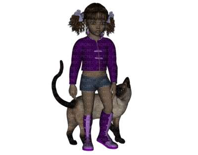 fille chat - zdarma png