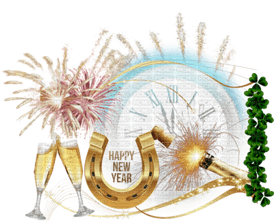new year silvester montre fireworks clock text sekt deco - png gratis