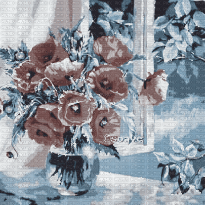 soave background animated  vintage flowers vase - Бесплатный анимированный гифка